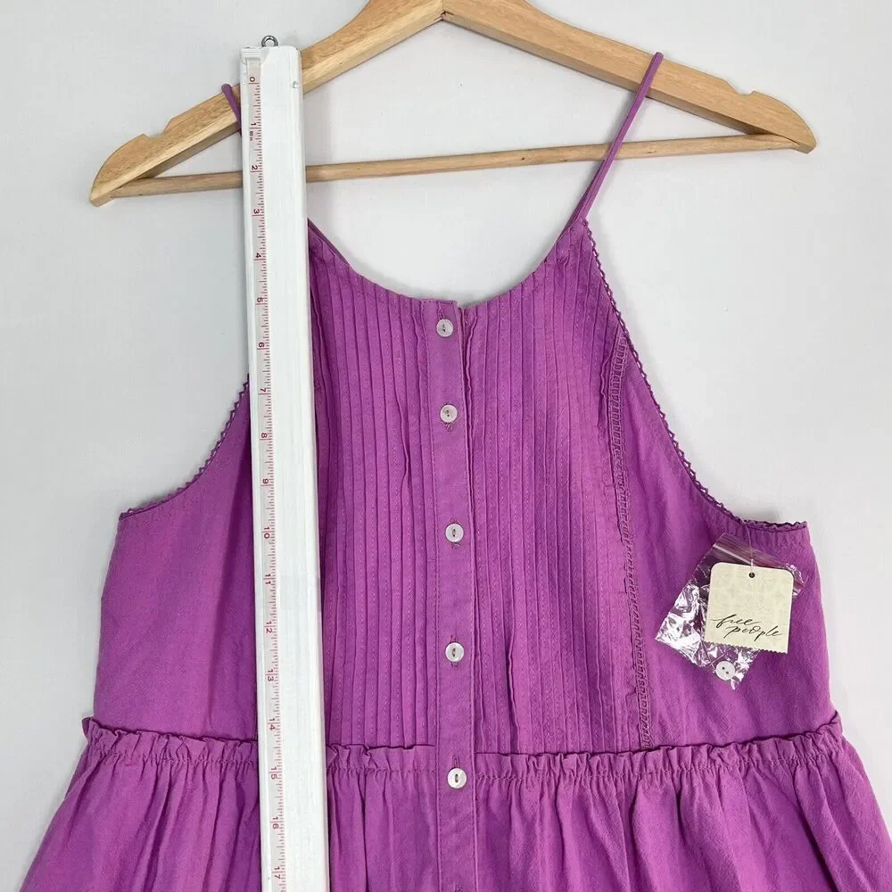 Free People Desert Days Mini Dress Sz M In Dramatic Orchid Sleeveless Pleated
